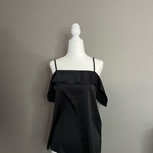 NWT express top black satin off the shoulder size Small